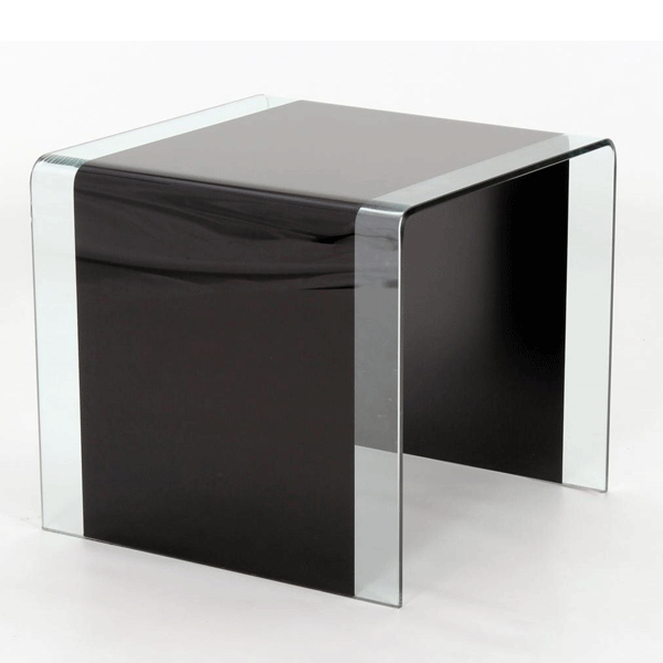 Maldon Black Tempered Glass Lamp Table - Square - Sigrid Mills