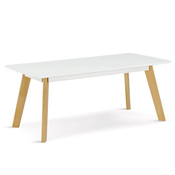 Lynton Rectangle Coffee Table with Solid Beech Legs - White - Sigrid Mills