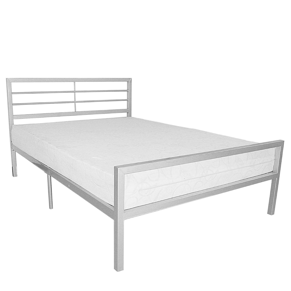 Atherton Contract Metal Bed Sleeping Space with Durability and Elegance in Silver - Double 4ft6 - Sigrid Mills