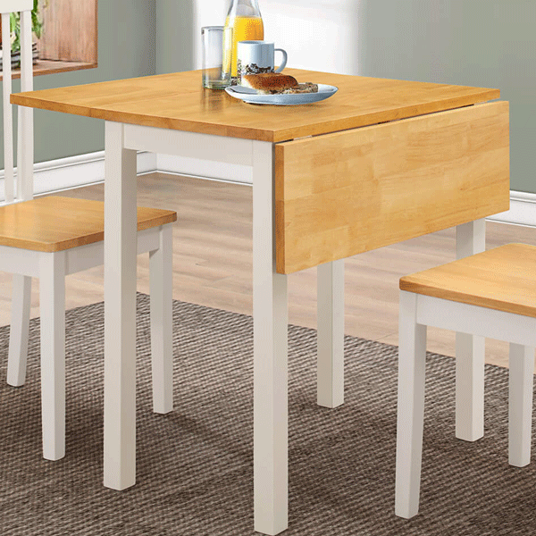 Brighton White Dropleaf Dining Table Only - Solid Rubberwood - Sigrid Mills