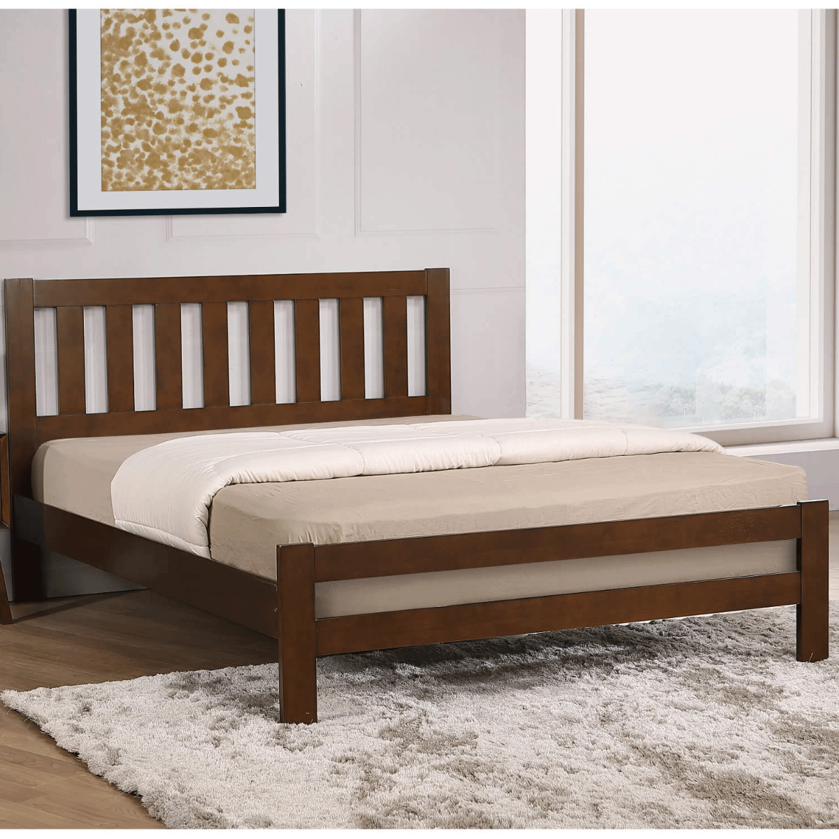 Kolachi Dreamy Haven in Solid Hardwood Bed Frame Rustic Oak - King Size - Sigrid Mills