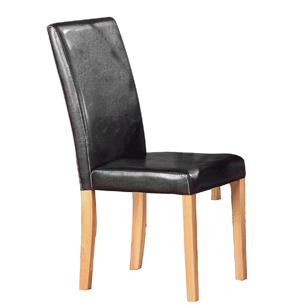 Erewash Leather Effect Dining Chair Set of 2 - Black - Sigrid Mills