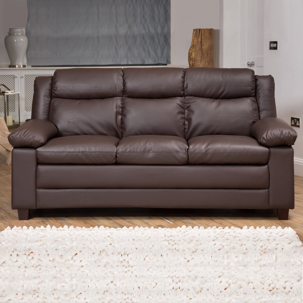 3 Seater Sofa - OBSCURA Leather Sofa - Brown - Archie Homes