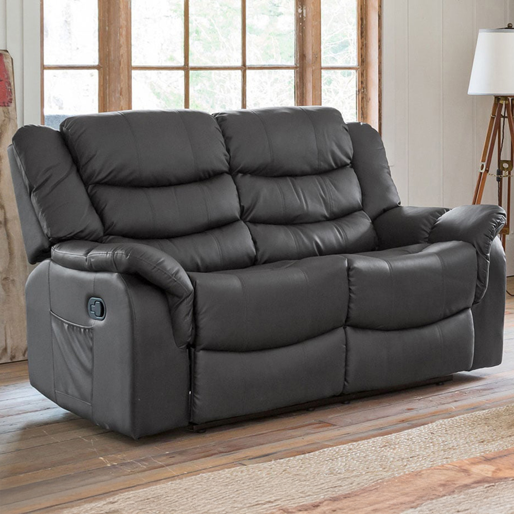 2 Seater Sofa - THERALUX Leather Recliner Sofa - Grey - Archie Homes