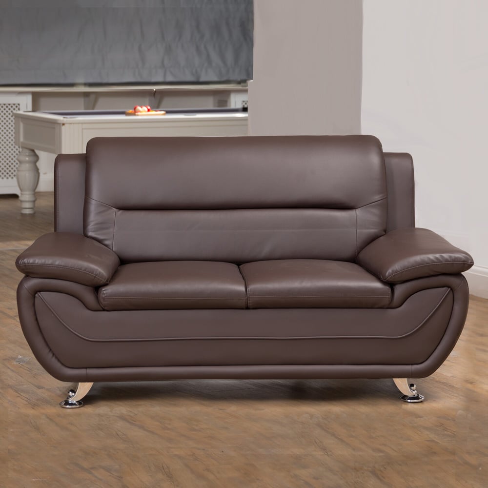 2 Seater Sofa - MARRONIA Leather Sofa - Brown - Archie Homes