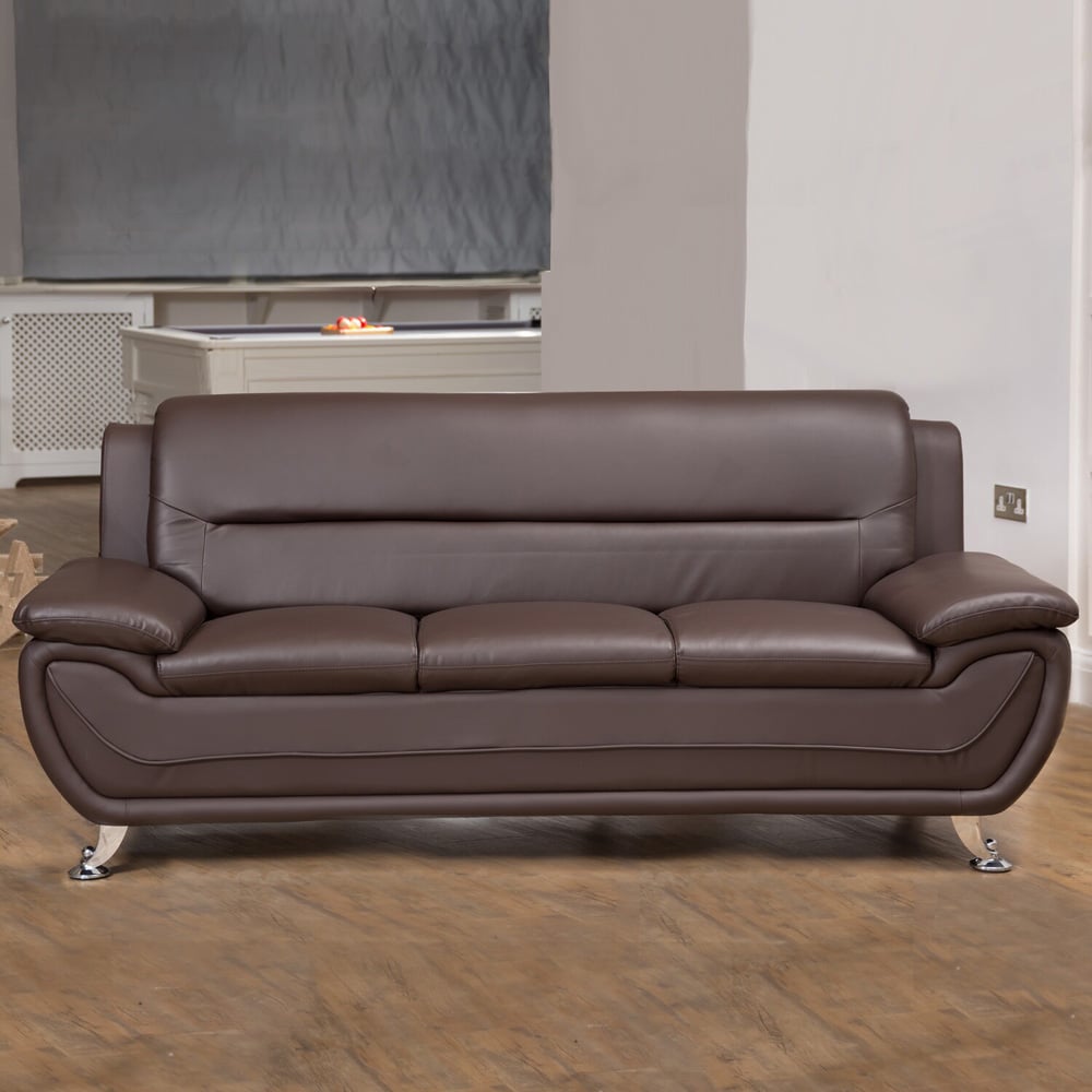 3 Seater Sofa - MARRONIA Leather Sofa - Brown - Archie Homes