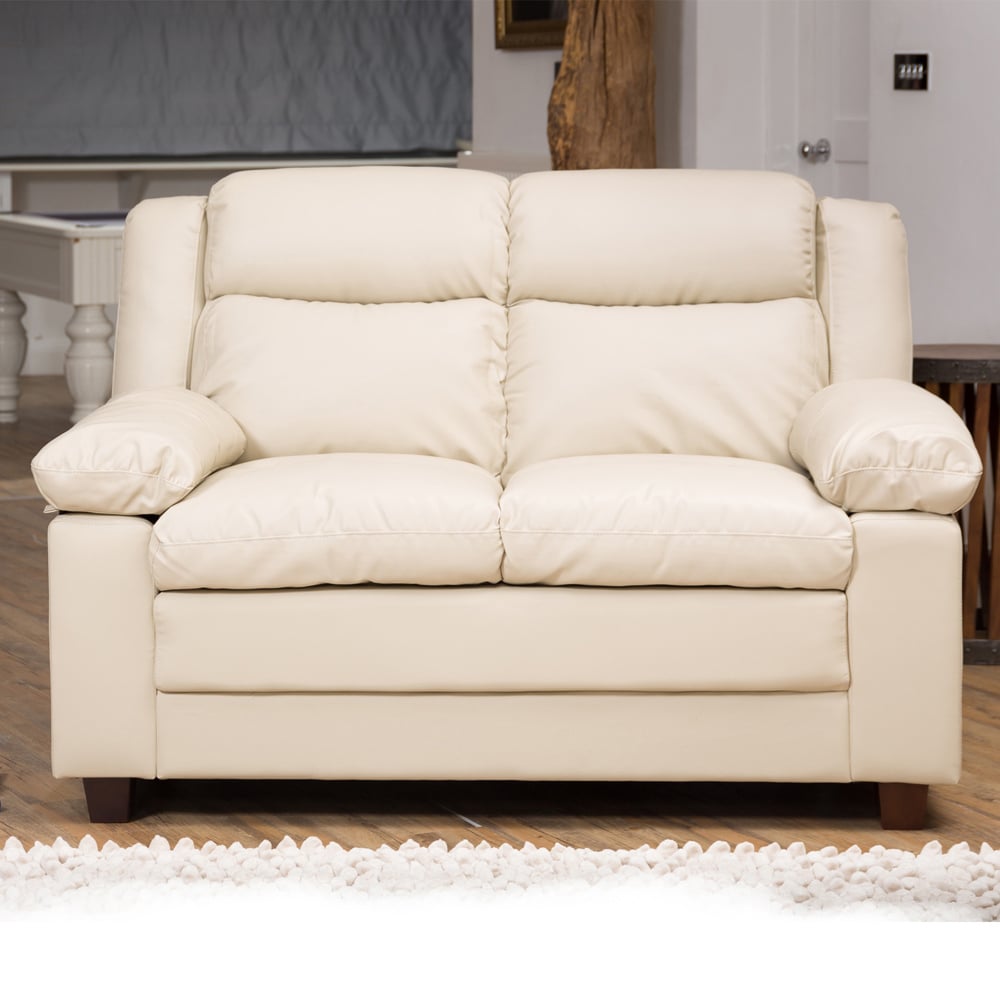 2 Seater Sofa - OBSCURA Leather Sofa - Cream - Archie Homes