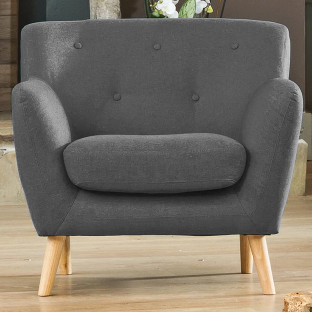 Armchair - ELVERRA Fabric Chair Light Legs - Dark Grey - Archie Homes
