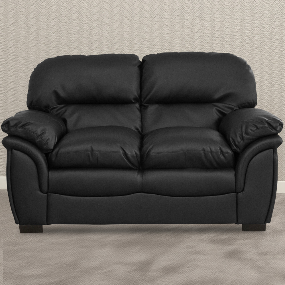 2 Seater - NOCERA Leather Sofa - Black - Archie Homes