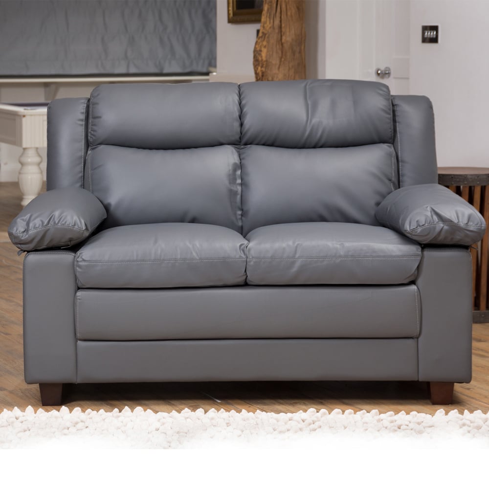 2 Seater Sofa - OBSCURA Leather Sofa - Grey - Archie Homes