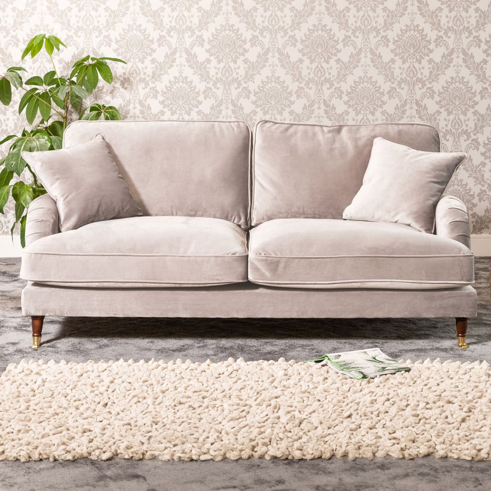 4 Seater Sofa - SOLVARE Velvet Fabric Sofa - Silver - Archie Homes