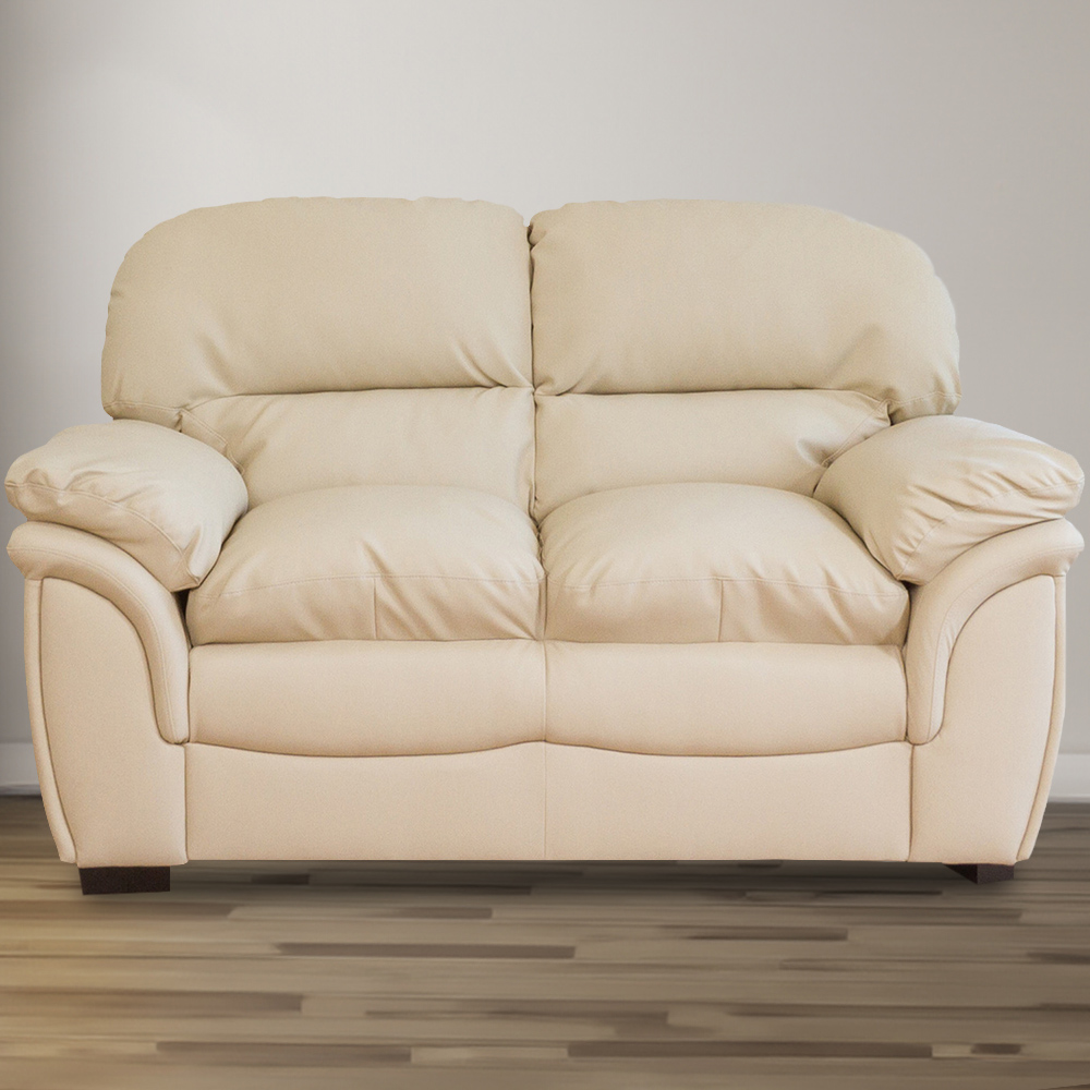 2 Seater - NOCERA Leather Sofa - Cream - Archie Homes