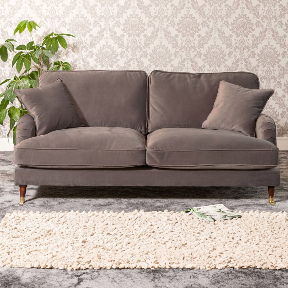 2 Seater Sofa - SOLVARE Velvet Fabric Sofa - Brown - Archie Homes