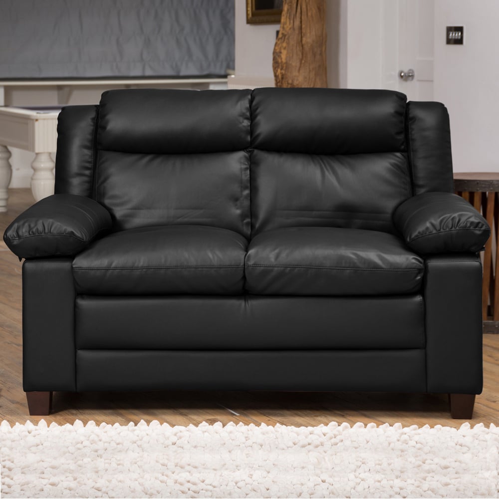 2 Seater Sofa - OBSCURA Leather Sofa - Black - Archie Homes