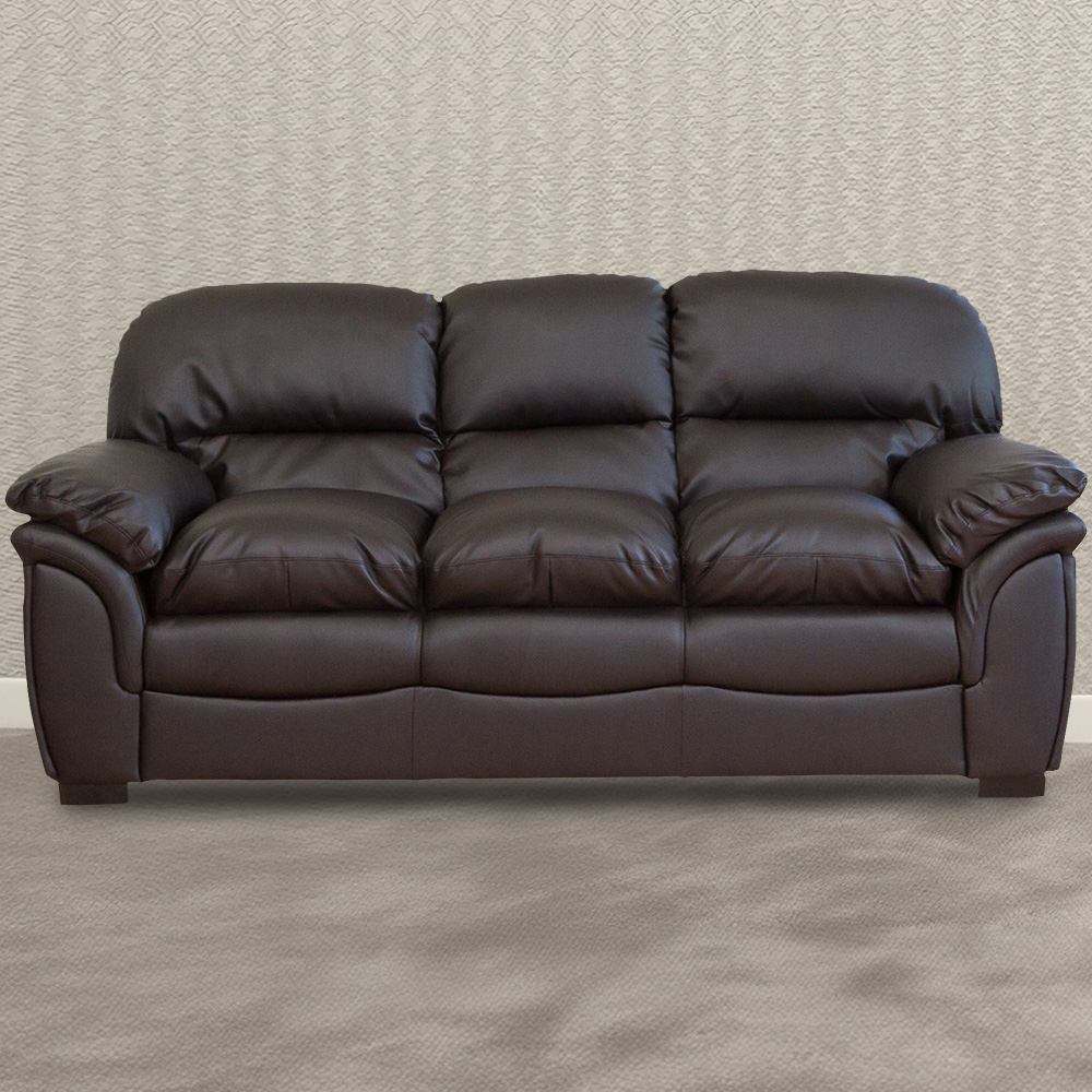 3 Seater - NOCERA Leather Sofa - Brown - Archie Homes