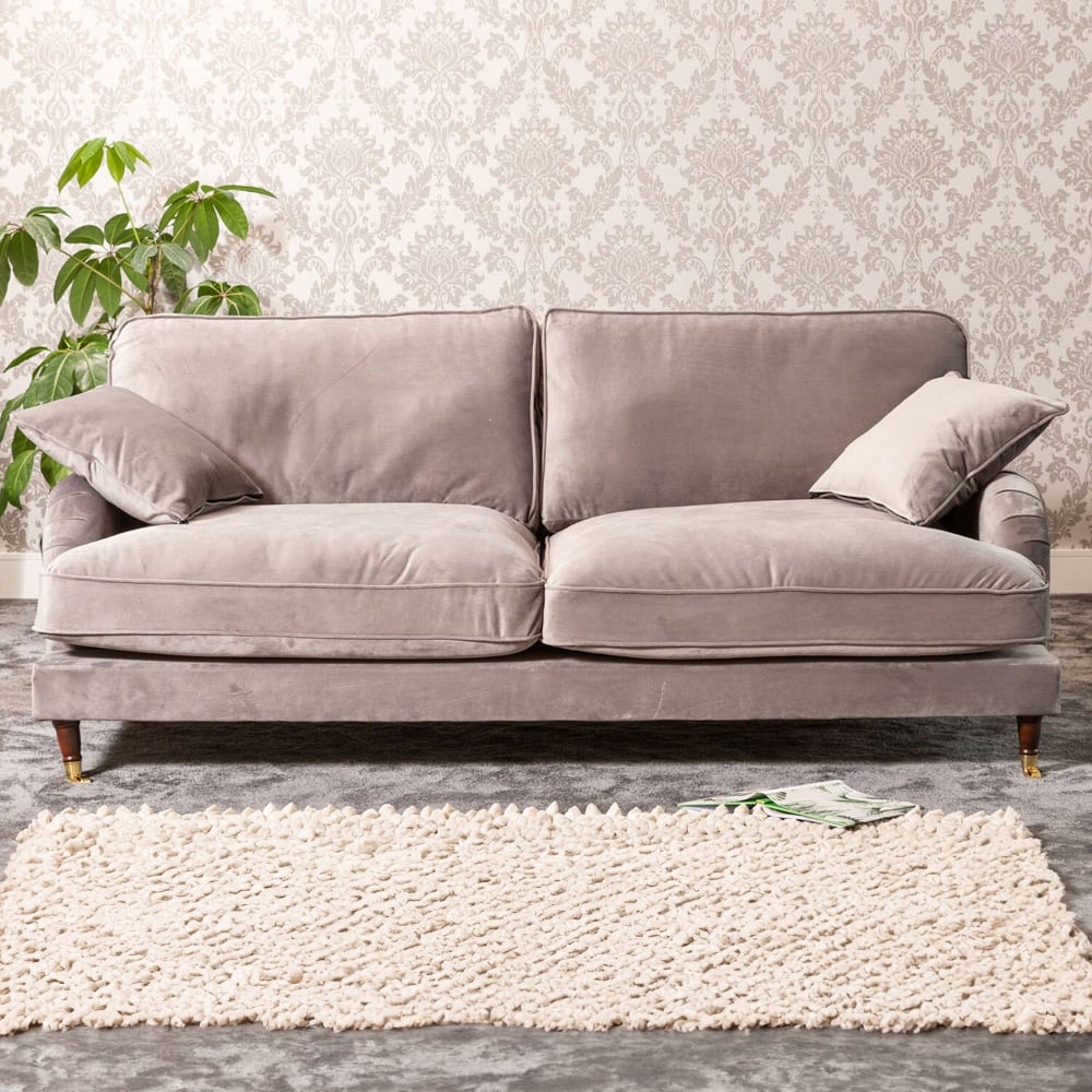 4 Seater Sofa - SOLVARE Velvet Fabric Sofa - Grey - Archie Homes
