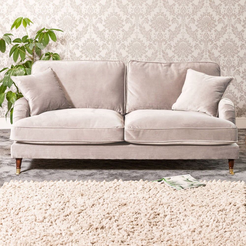 2 Seater Sofa - SOLVARE Velvet Fabric Sofa - Silver - Archie Homes