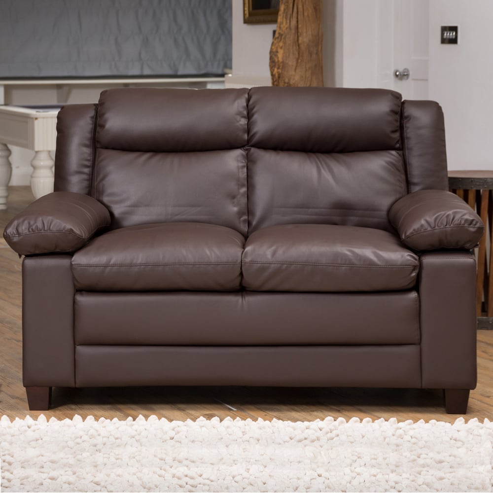 2 Seater Sofa - OBSCURA Leather Sofa - Brown - Archie Homes