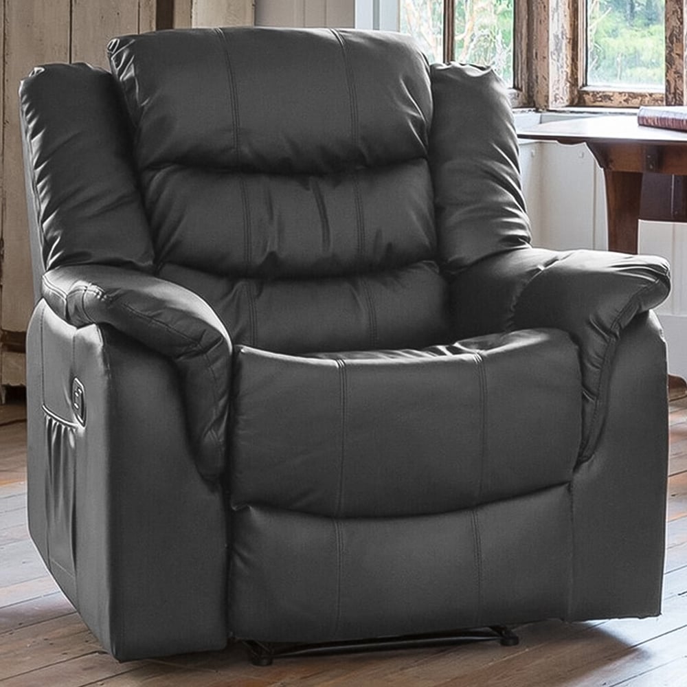Armchair - THERALUX Leather Recliner Chair - Grey - Archie Homes