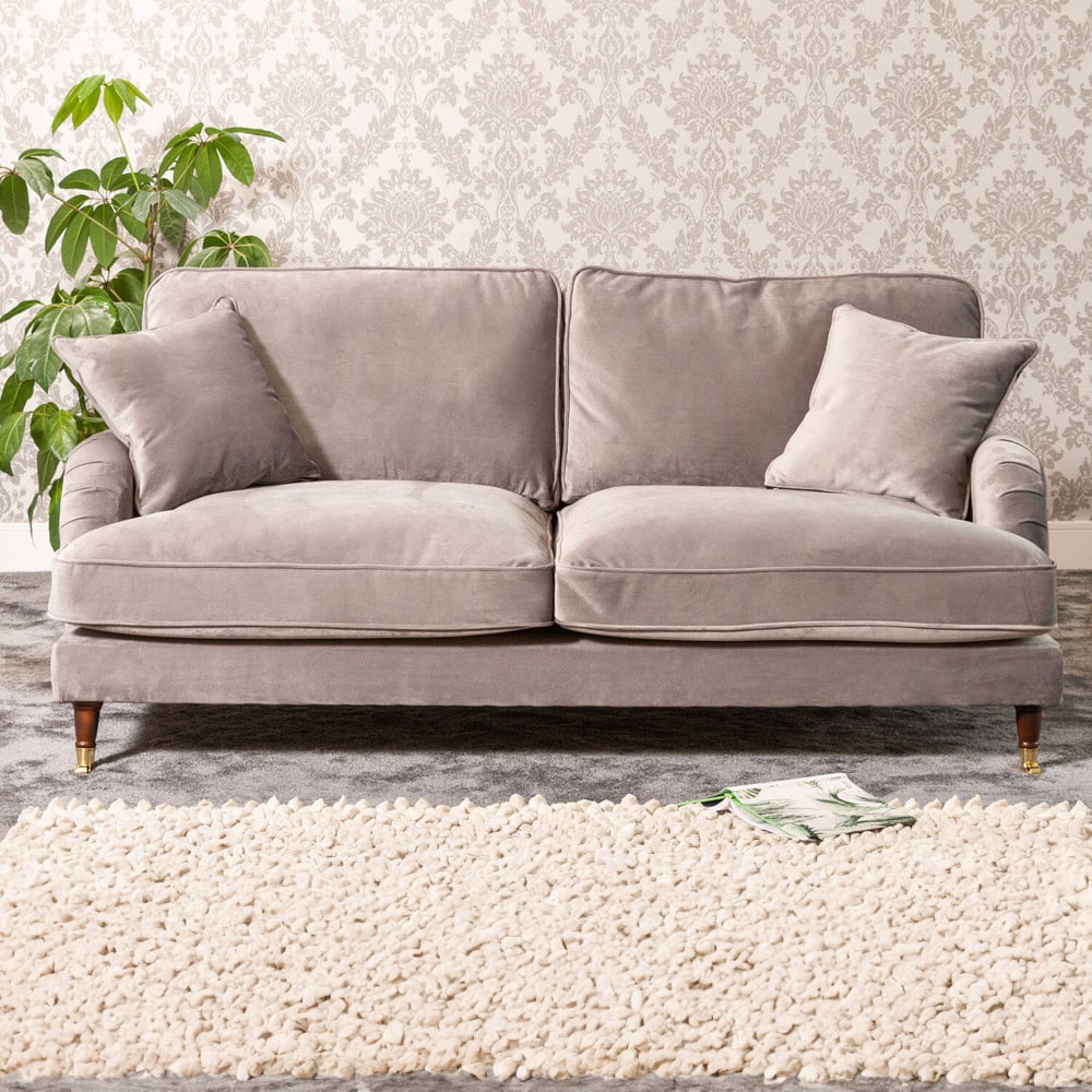 2 Seater Sofa - SOLVARE Velvet Fabric Sofa - Grey - Archie Homes