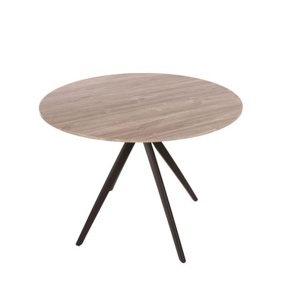Emilie Round Dining Table with Adjustable Tubular Legs - Grey Oak - Colton & Sawyer