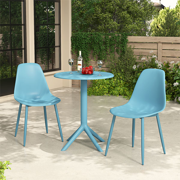 Tommaso Outdoor Bistro Table and 2 Chair Set - Sky Blue - Colton & Sawyer