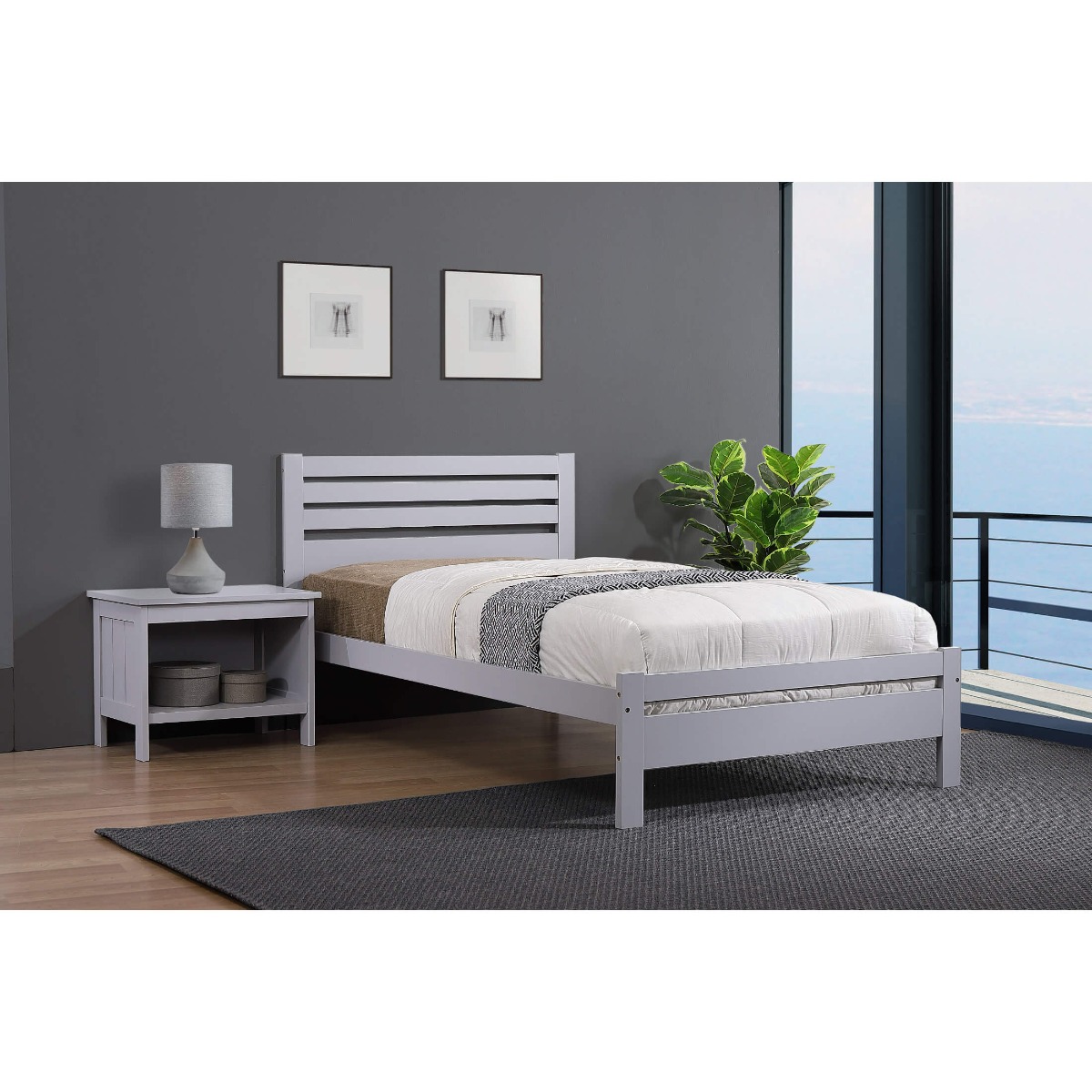 Classic Comfort Wisbech Solid Hardwood Bed Frame in Grey - 4ft Small Double - Sigrid Mills