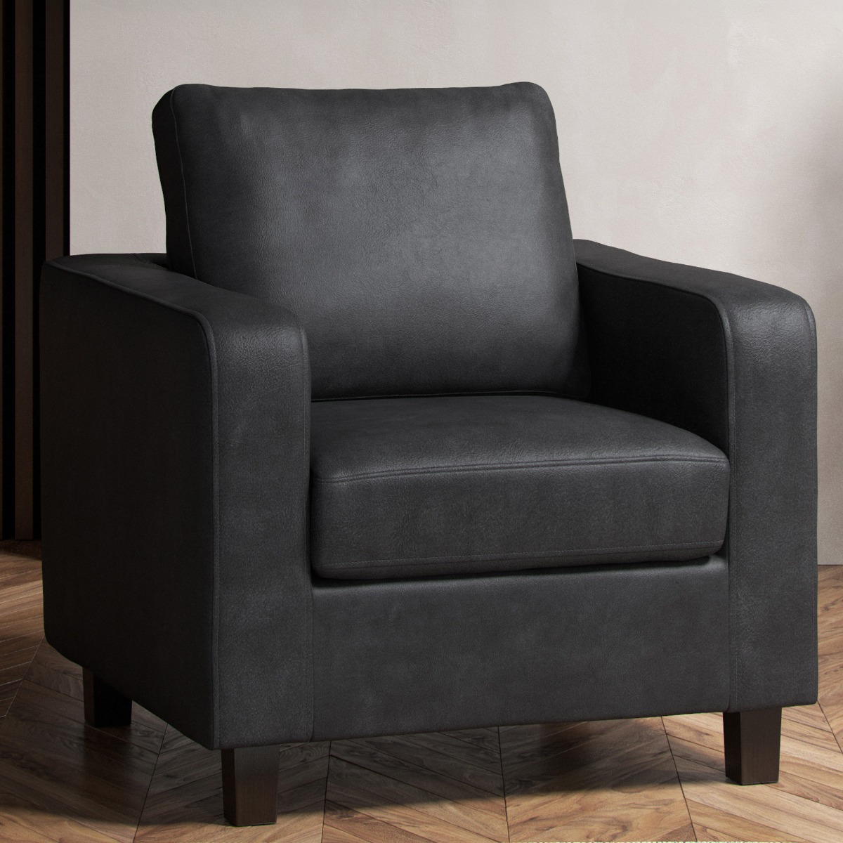 CAVRENO PU Leather Armchair - Black