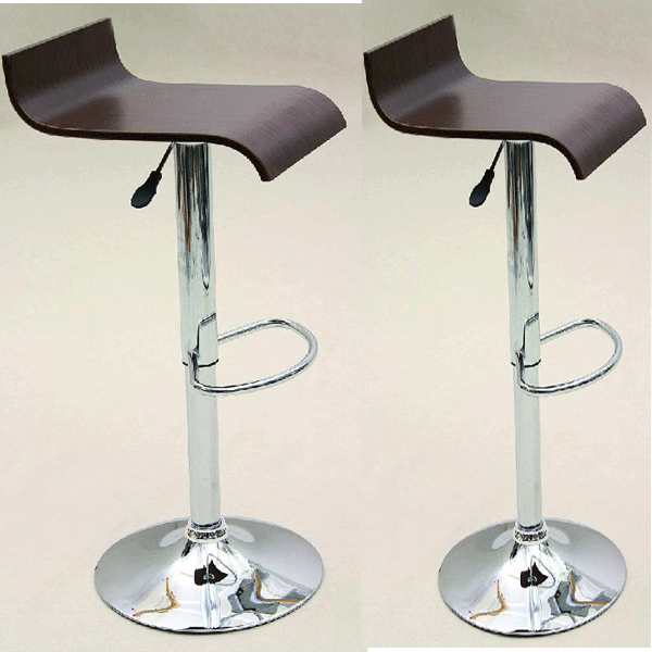 Manchester Chrome Bar Stool Pair with Adjustable Features - Walnut - Sigrid Mills