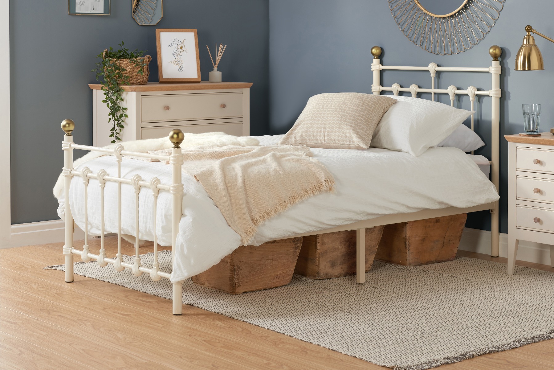 Birlea Atlas Cream Metal Bed Frame - Single 3ft - Birlea Essentials