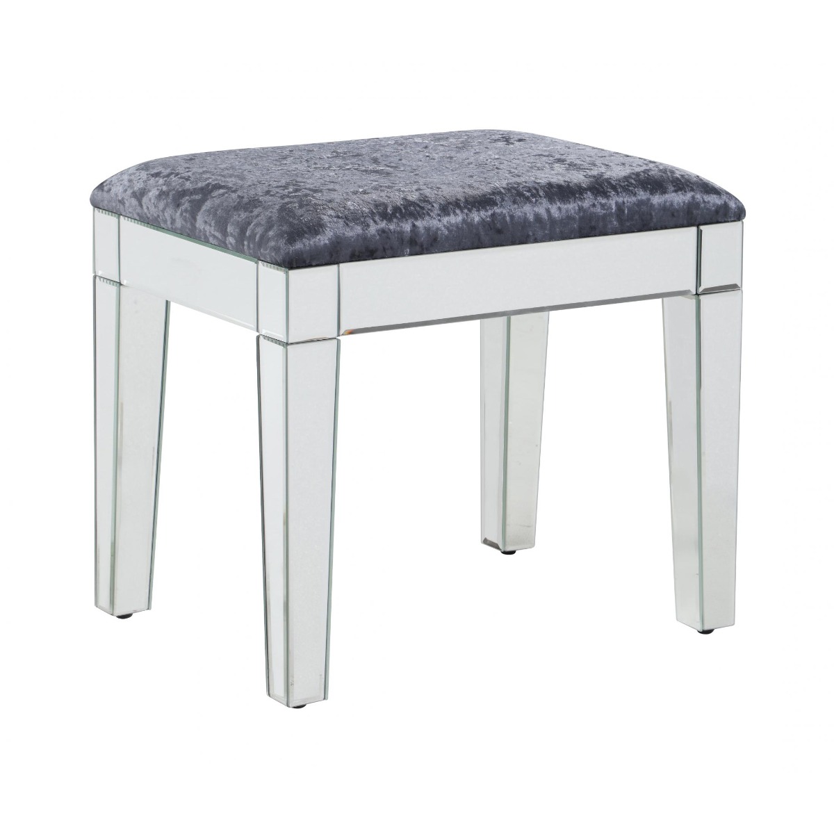 Crediton Mirrored Dressing Table Stool - Silver - Sigrid Mills