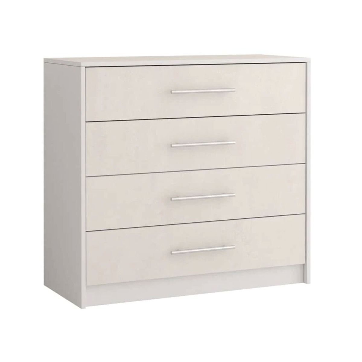 AREZZO White Chest of Drawers - Medium-sized, 4 Drawers - Art Nest
