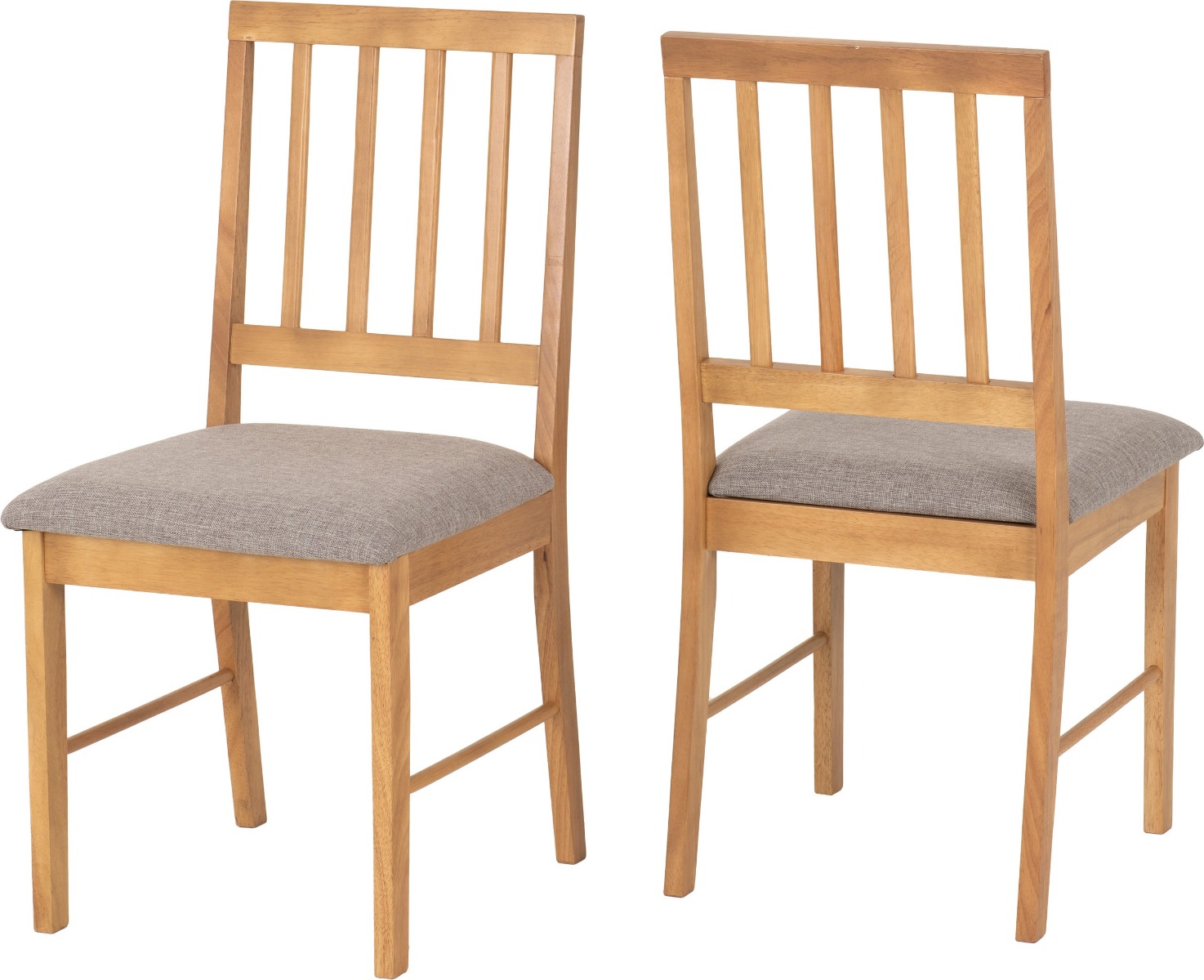 Austin Chair (Box of 2) - Oak Effect Grey Fabric - Budget Deals