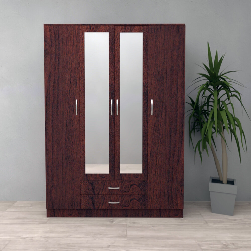 Wardrobe - ROSE 4 Door Wardrobe Walnut 180cm - Wimex Distribution
