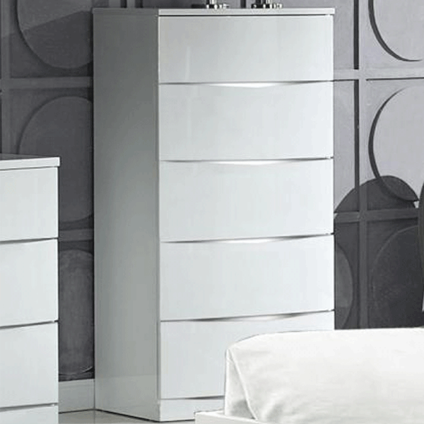 ARCATA White Chest of Drawers - Tallboy, Medium-sized, 5 Drawers, Ready Assembled - Sigrid Mills