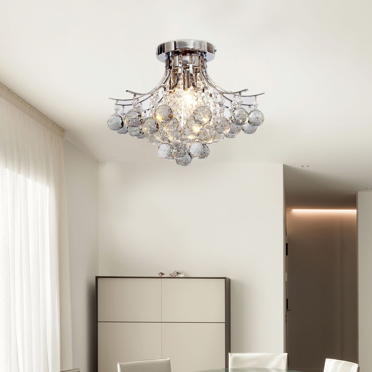 3-Light Crystal Droplet Pendant Ceiling Chandelier - Home Deals