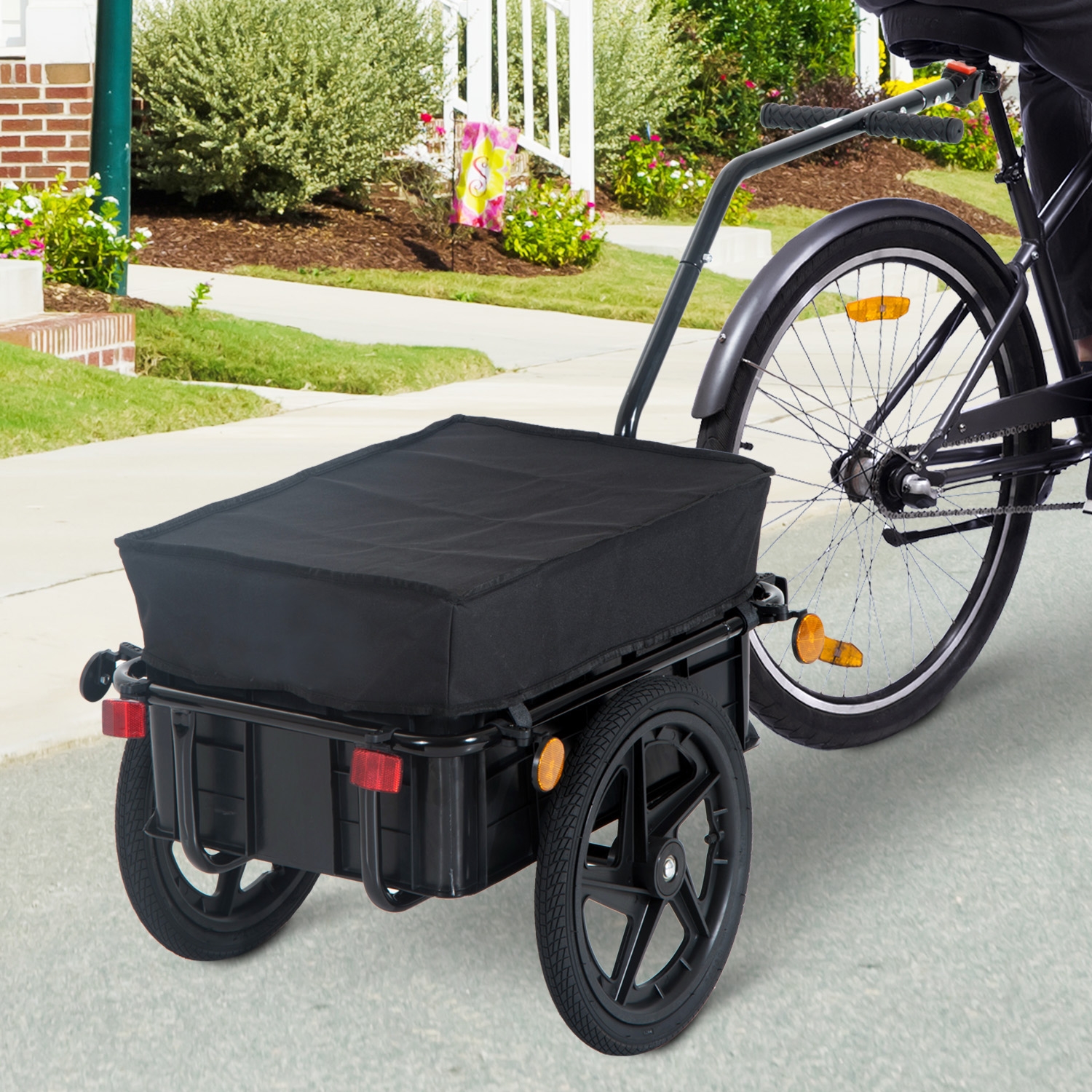 Storage Bicycle Trailer with Towing Bar - Black - Home Deals