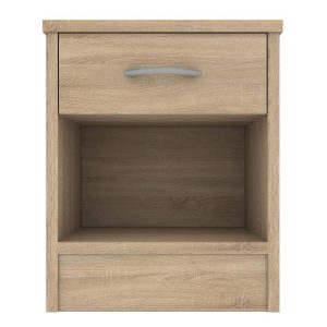Bedside Table - CONTEMPORARY 1 Drawer Nightstand Natural Oak 40cm - Sigrid Mills