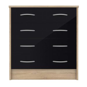 BLACKPOOL Black Chest of Drawers - Medium-sized, 4 Drawers - Sigrid Mills