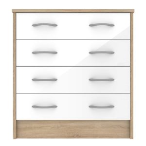 BLACKPOOL White Chest of Drawers - Medium-sized, 4 Drawers - Sigrid Mills