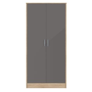 Wardrobe - BLACKPOOL 2 Door Wardrobe Grey Gloss 80cm - Sigrid Mills