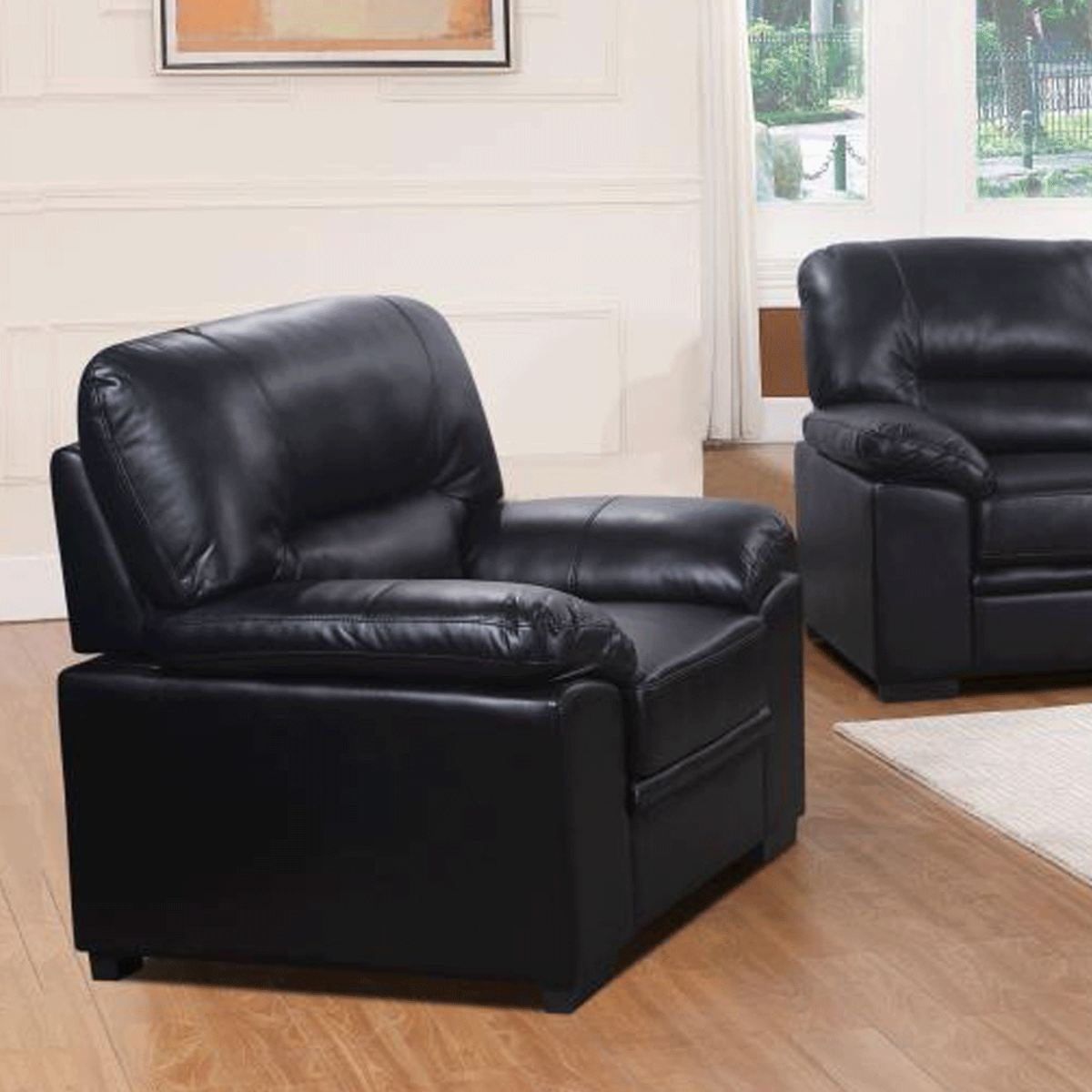Carlsbad Luxury Leather Gel 1-Seater Sofa Classic Comfort in Black - Sigrid Mills
