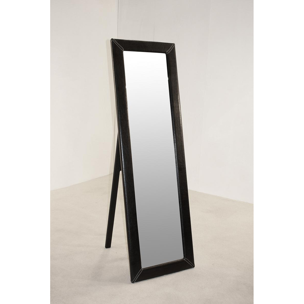 Valparaiso PU Cheval Mirror Elegance in Reflection with Leather Effect Frame - Black - Sigrid Mills