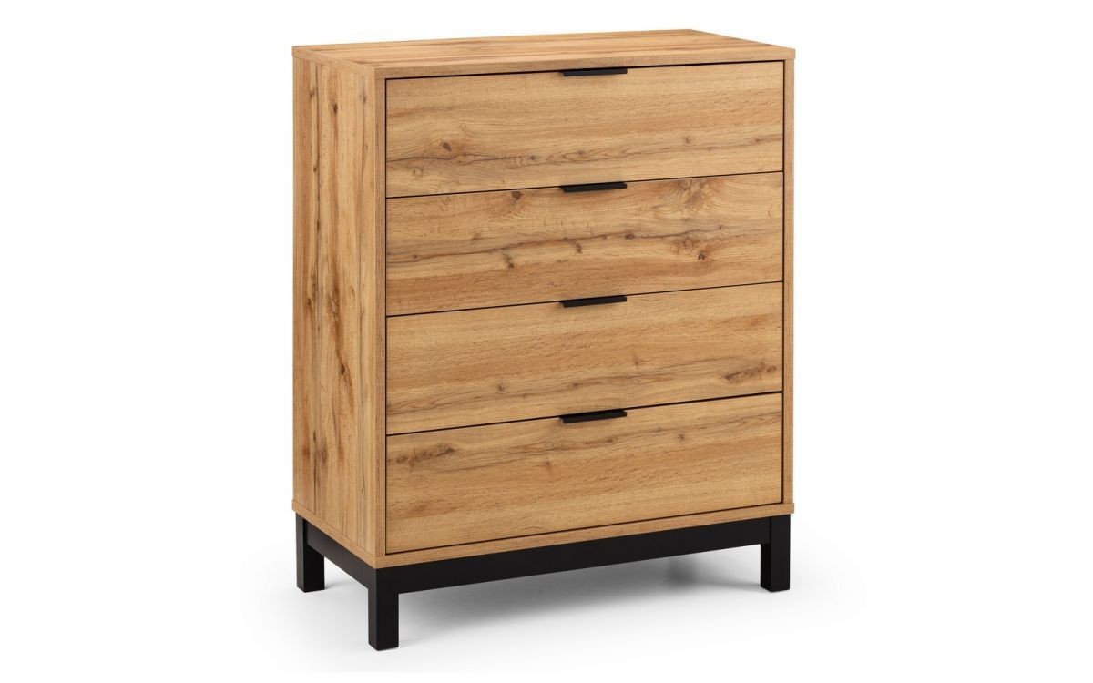 BLAINE Oak Finish Chest of Drawers - Medium-sized, 4 Drawers - JB Collections
