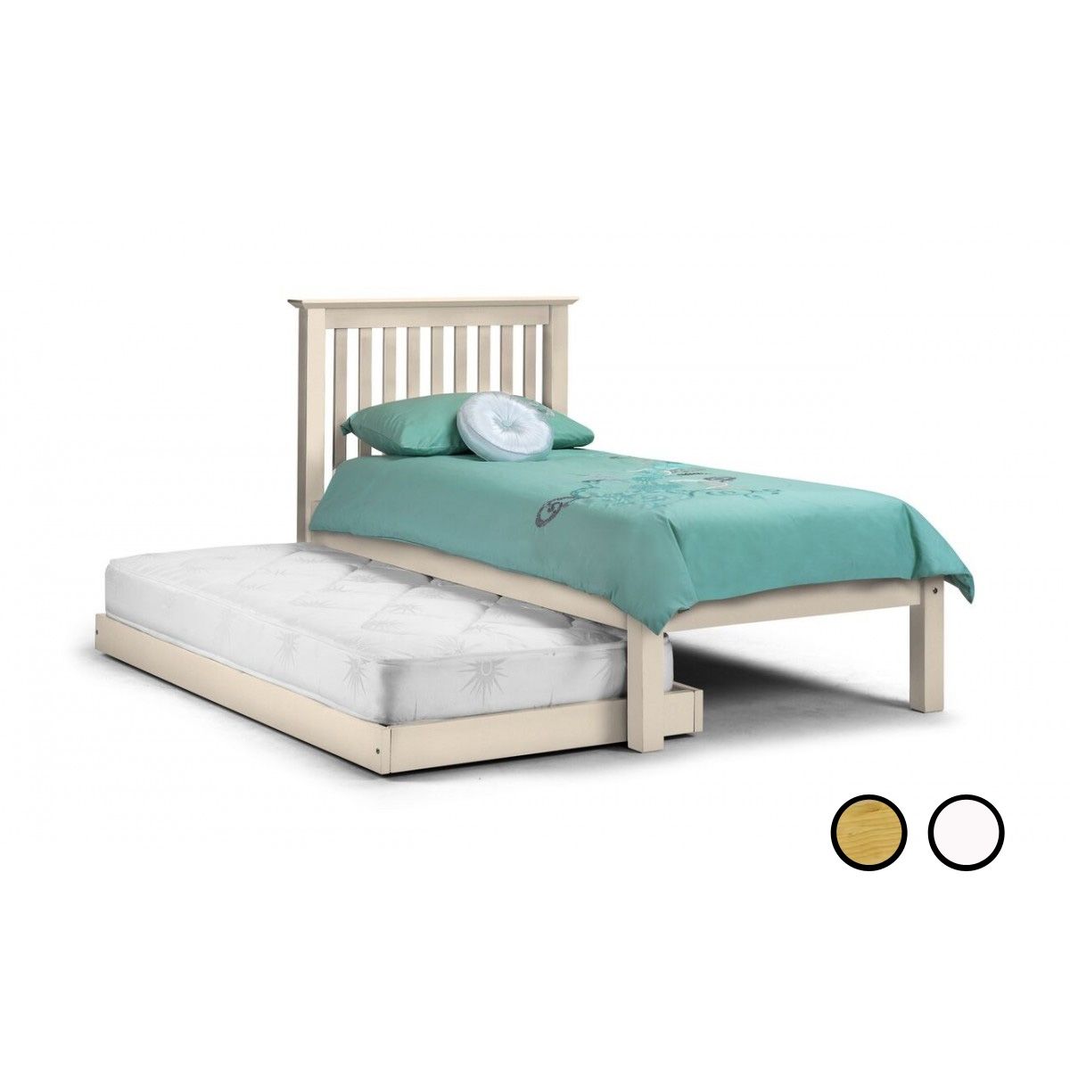Barcelona Pine or White Hideaway Single Guest Bed - Stone White - JB Collections