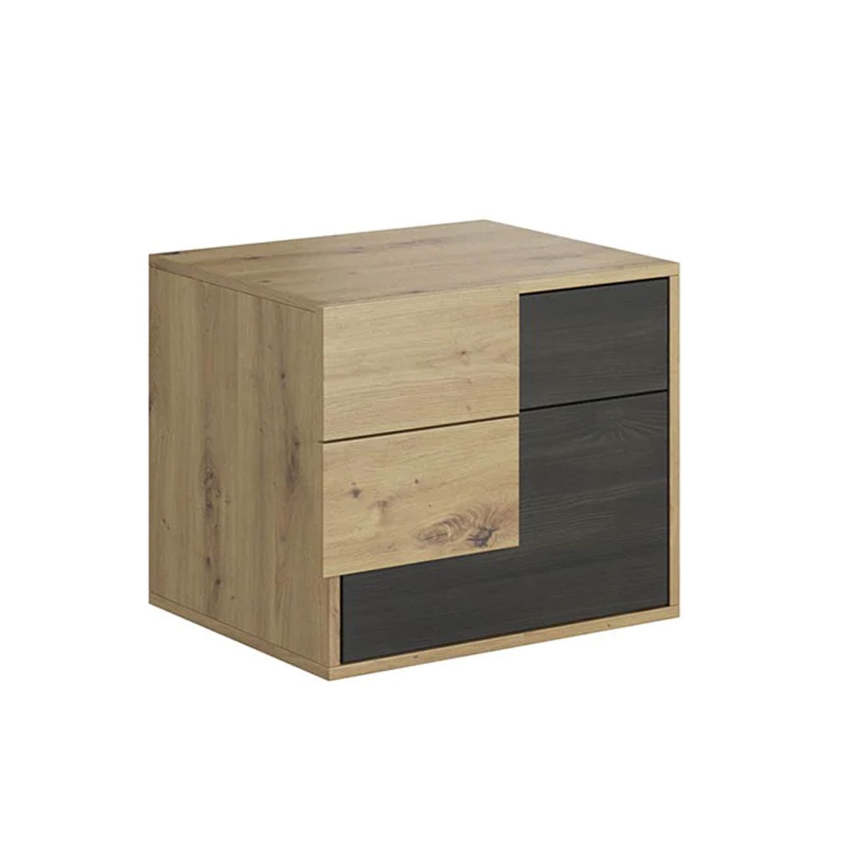 Bedside Table - OPAL 2 Drawer Nightstand Oak Artisan 54cm - Art Nest