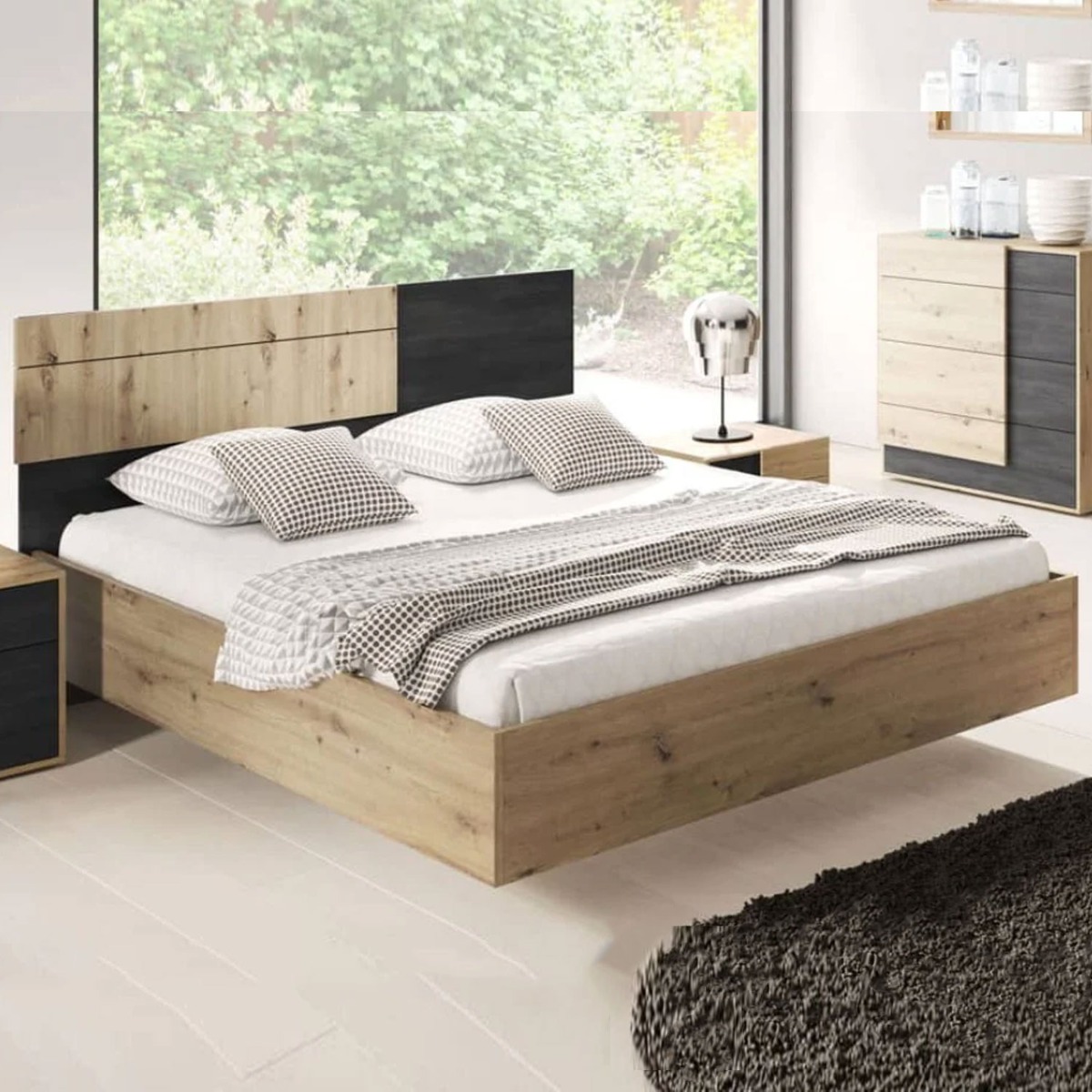 Opal Harbor Bed Frame in King Size - Oak Artisan - Art Nest