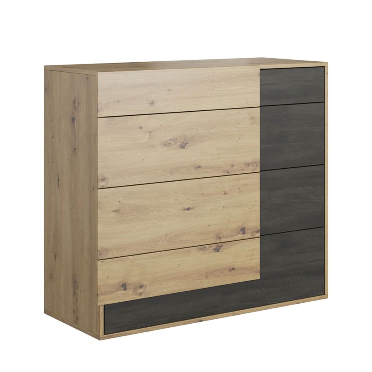 BOISE Oak Finish Chest of Drawers - Medium-sized, 4 Drawers - Art Nest