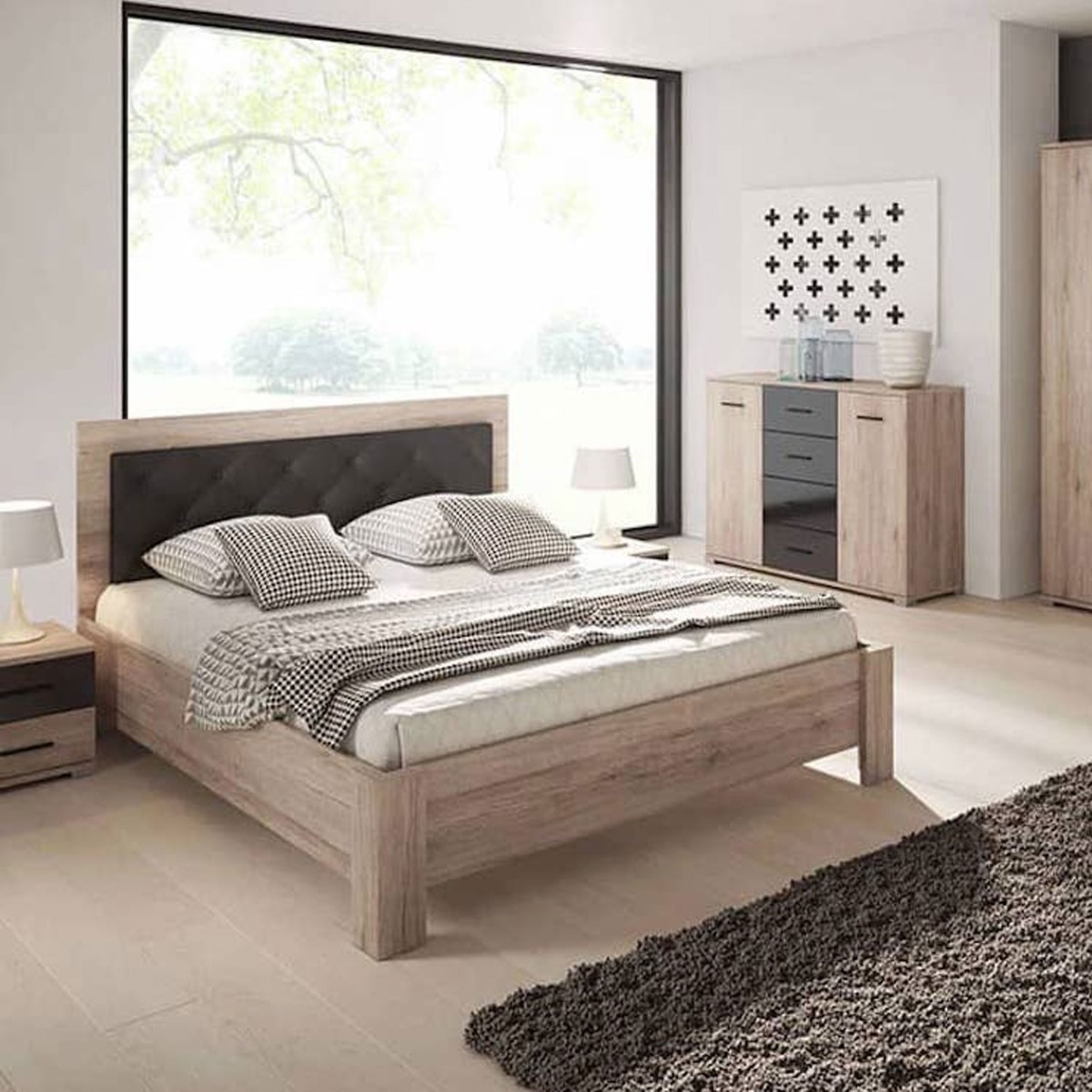 Celestial Aura Bed Frame in King Size - Oak San Remo - Art Nest