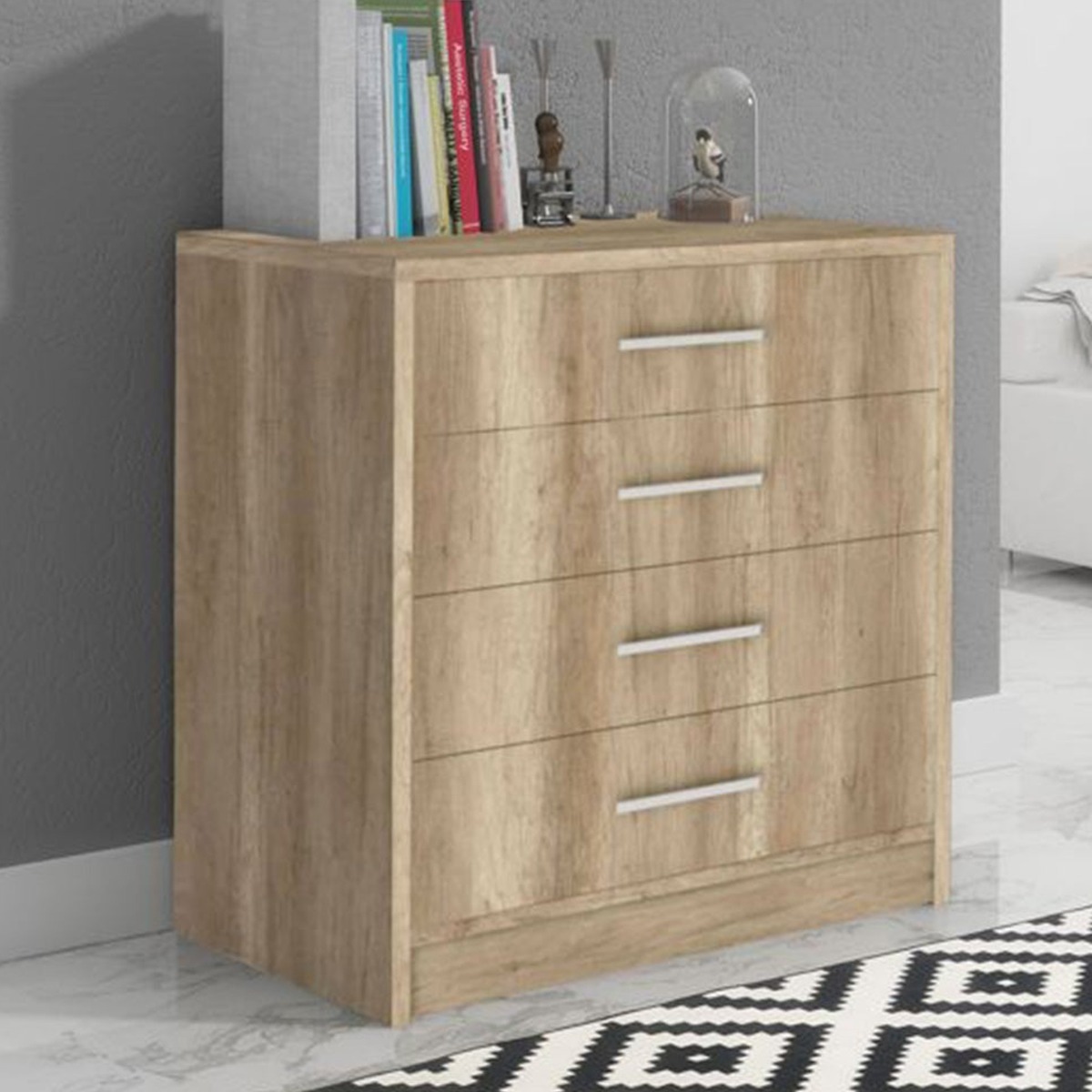 AVERTON Watton Oak Finish Chest of Drawers - Medium-sized, 4 Drawers - Avellino & Wells